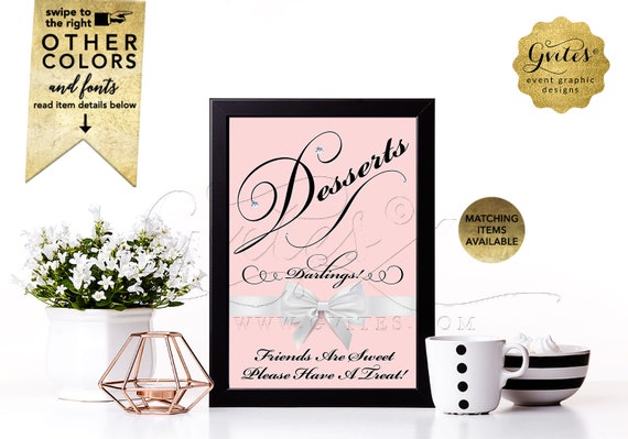 Dessert sign Breakfast at bridal shower signs Avail: 4x6/ 5x7 & 8x10 by Gvites
