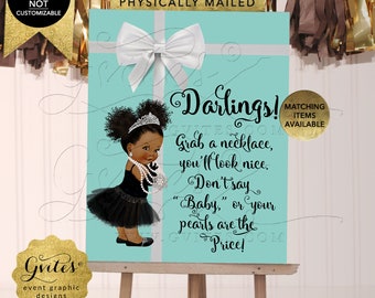 Baby Co Game Don't Say Baby Necklace Game Sign Dark/Puffs Curly African American Audrey Hepburn | JPG + PDF By Gvites