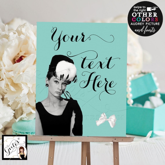 Custom Audrey Hepburn Welcome Signs For Birthdays/ Bridal Shower/ Graduation/ Any Event! Digital File Only. 8x10"
