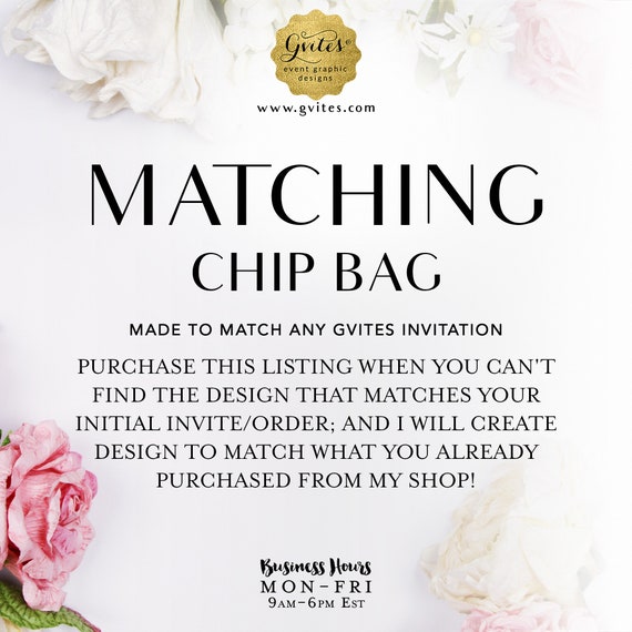 Matching Chip Bag Add-on - To coordinate with any Gvites invitation design.