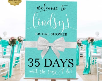 Days Until Poster Printable Sign Welcome Bridal Shower 24x36" Digital Download