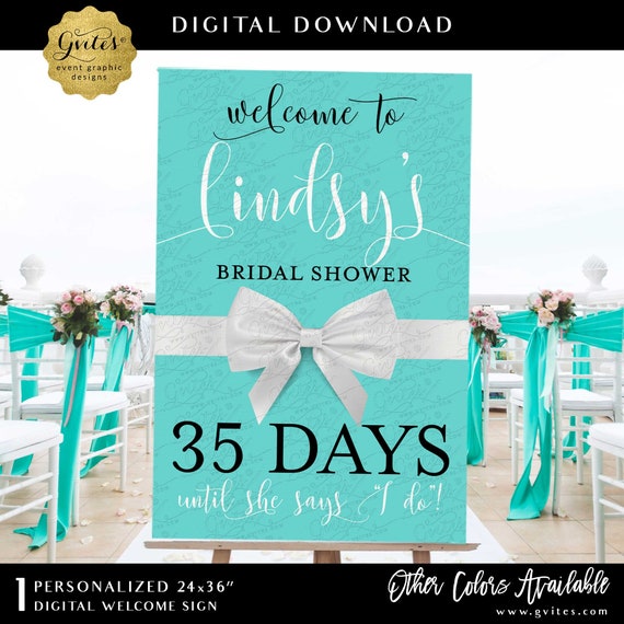 Days Until Poster Printable Sign Welcome Bridal Shower 24x36" Digital Download