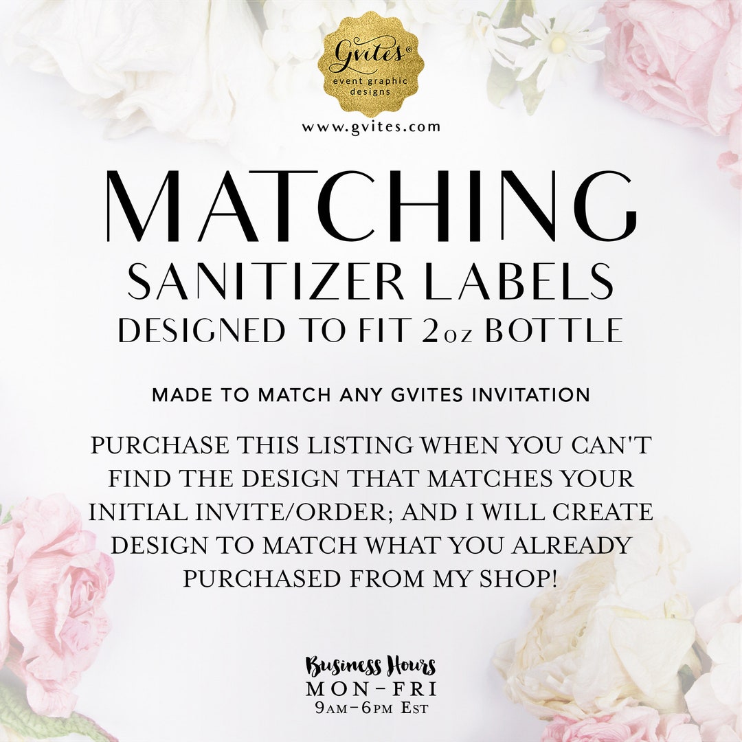 Buy Matching Sanitizer Labels 2oz Bottle Add-on to Coordinate With Any ...