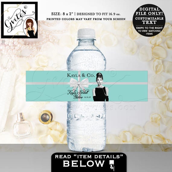 Water Bottle Labels Breakfast Party Themed Party Favors Audrey