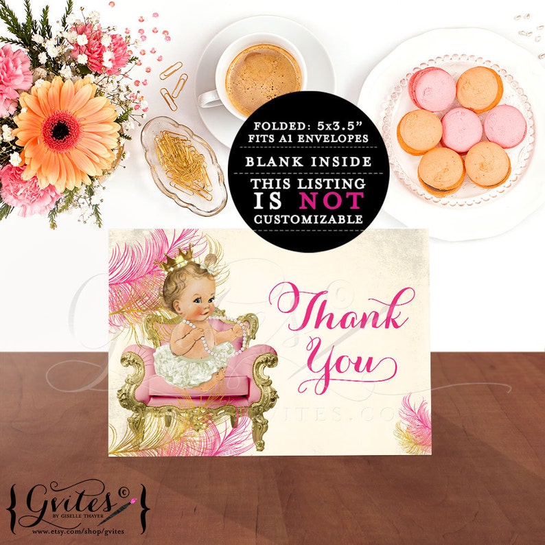 Pink Gold Thank You Baby Shower Cards INSTANT Download Light/ BLONDE 2 Per/ Sheet image 2