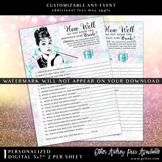 How Well Do You Know The Birthday Girl - Personalized First Name ONLY! Digital Download 5x7"