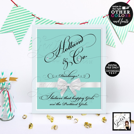 Custom Party Signs Turquoise Blue Party Printables Audrey