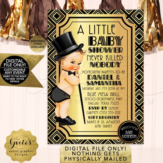 black and gold baby shower invitations