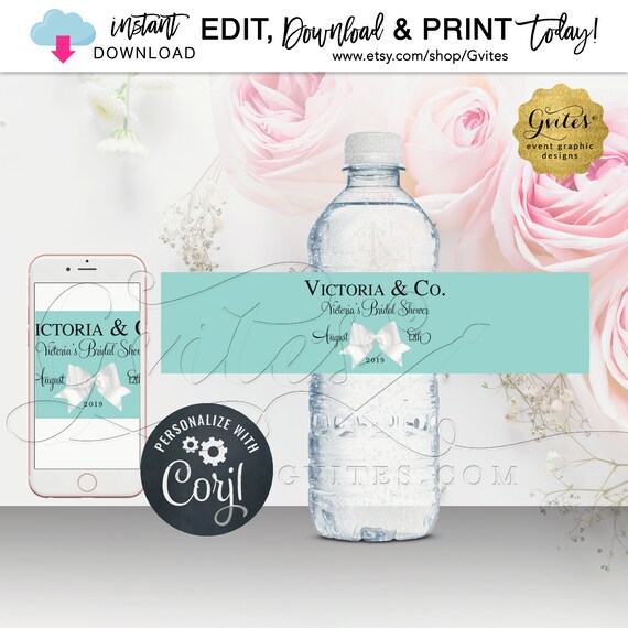 Bridal Shower Water Bottle Labels/ Printable Party Favors/ | Etsy