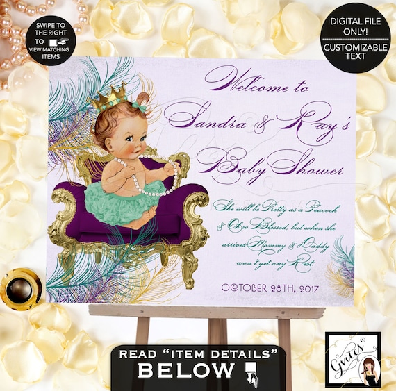 Peacock Baby Shower Printable Welcome sign