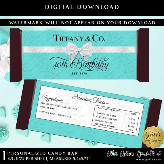 Personalized 40th Birthday Vintage Candy Bar Printable Wrappers Audrey Hepburn Theme | Digital Download