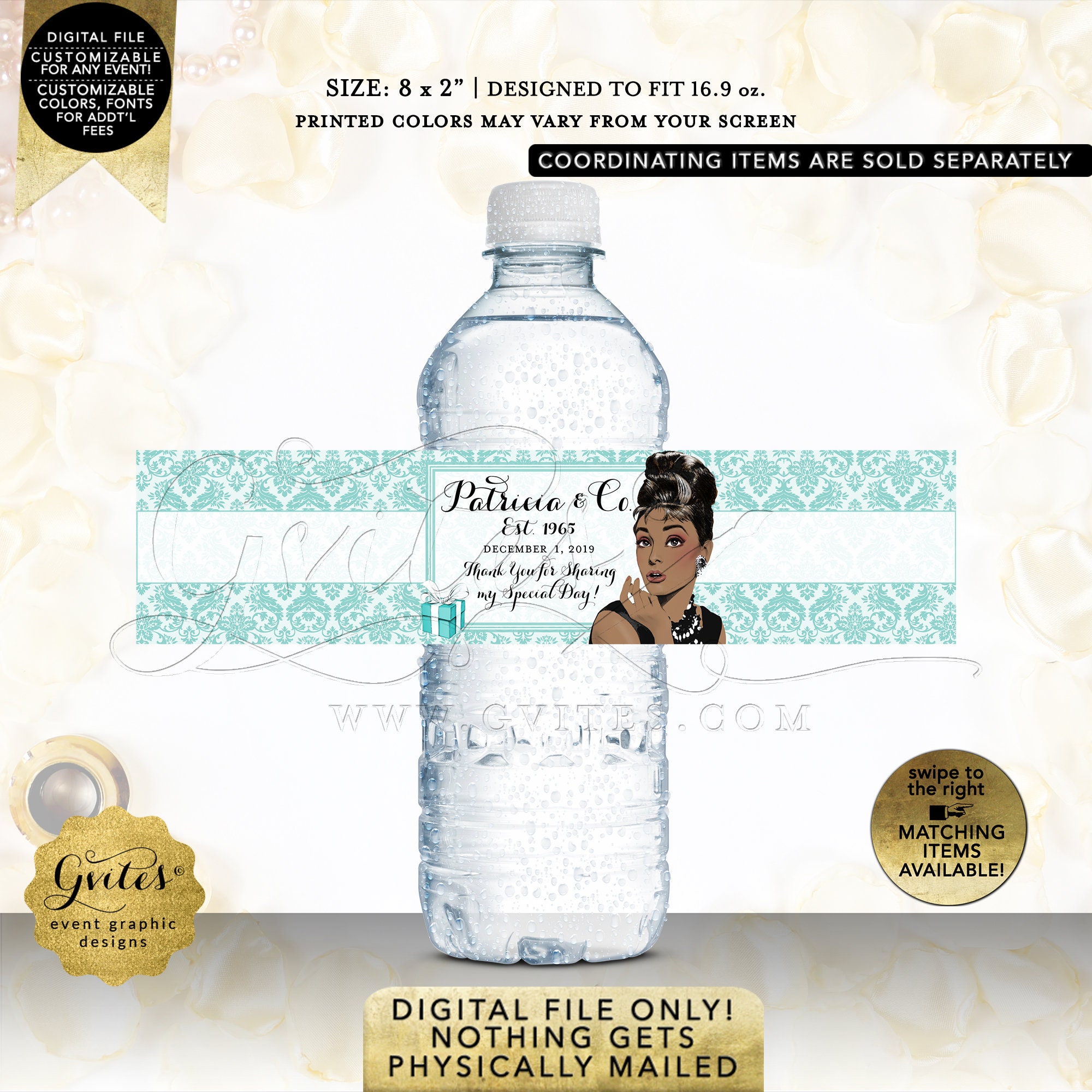Water Bottle Labels Personalized Party Favors Gifts Table