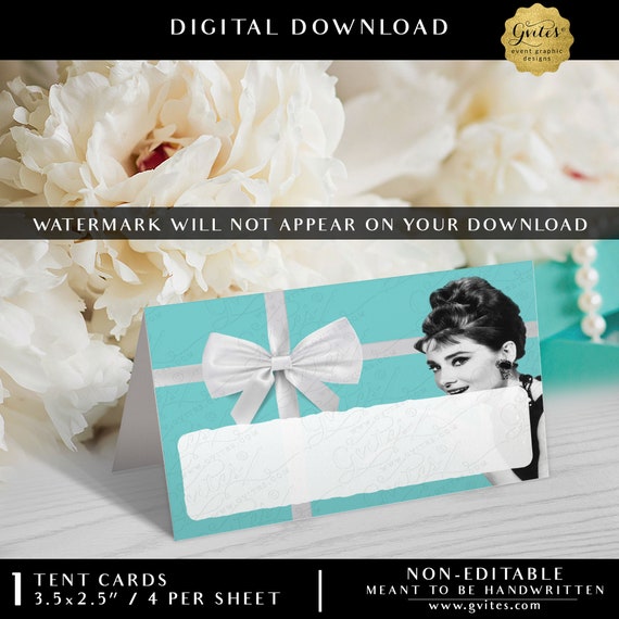 Audrey Hepburn Style DIY Place Card Template | Printable File | Instant Download