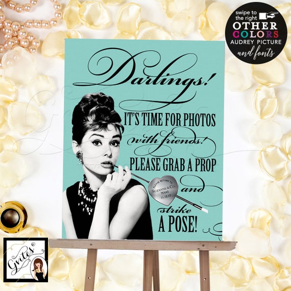 Photo Booth Sign Breakfast Bridal/Birthday/Sweet 16 | Audrey Hepburn Poster Print 8x10"