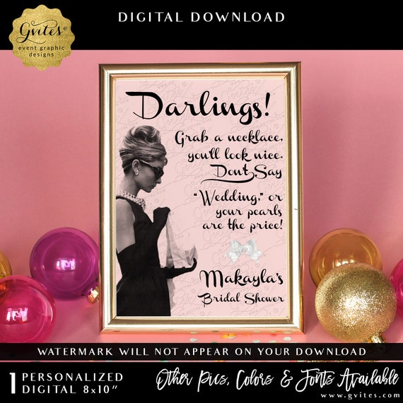 Blush Pink Wedding Shower Game Sign | Don't Say Wedding or your pearls are the price! Digital/Printable 8x10"