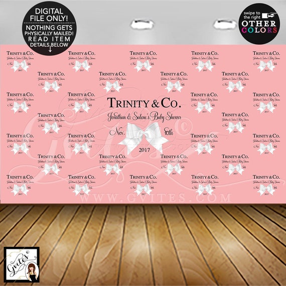 Step and Repeat Backdrop Baby Shower, Coed Shower, Coral Peach wall backdrop photo booth. DIGITAL FILE ONLY!