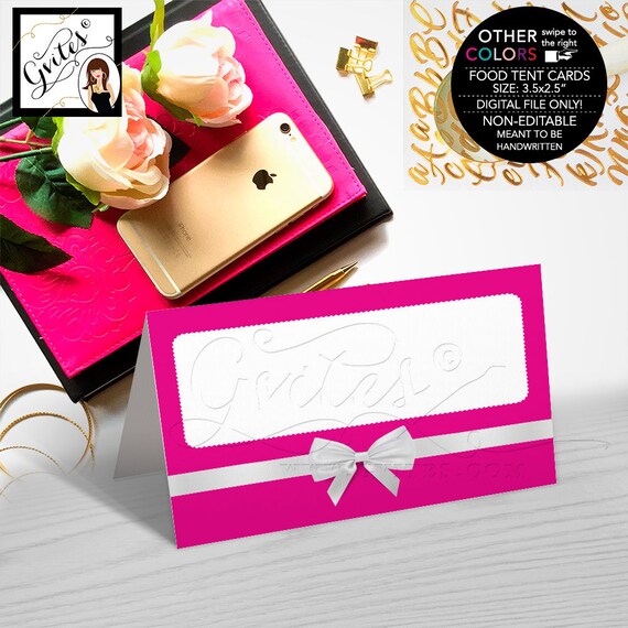 Bridal Shower Food Table Tent Cards / Buffet Cards Place Card Guest Name Labels / Elegant Printable Bridesmaid Labels