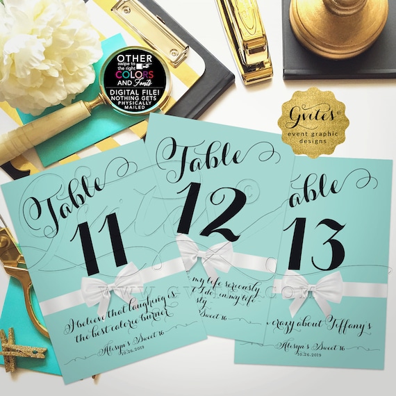 Custom Quote Table Numbers 1-10 Size 4x6" or 5x7"
