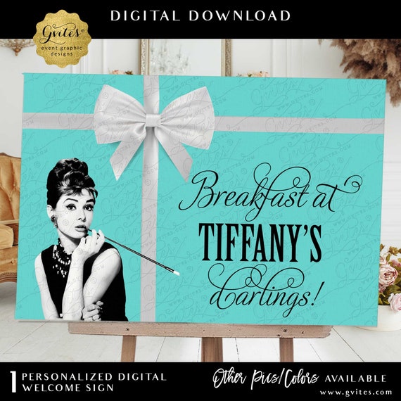 Breakfast at Backdrops Audrey Hepburn Picture Print Sign Table Entrance Decoration Bridal Shower