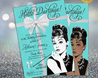 40th Birthday Printable Invitation Audrey Hepburn African American 5x7"