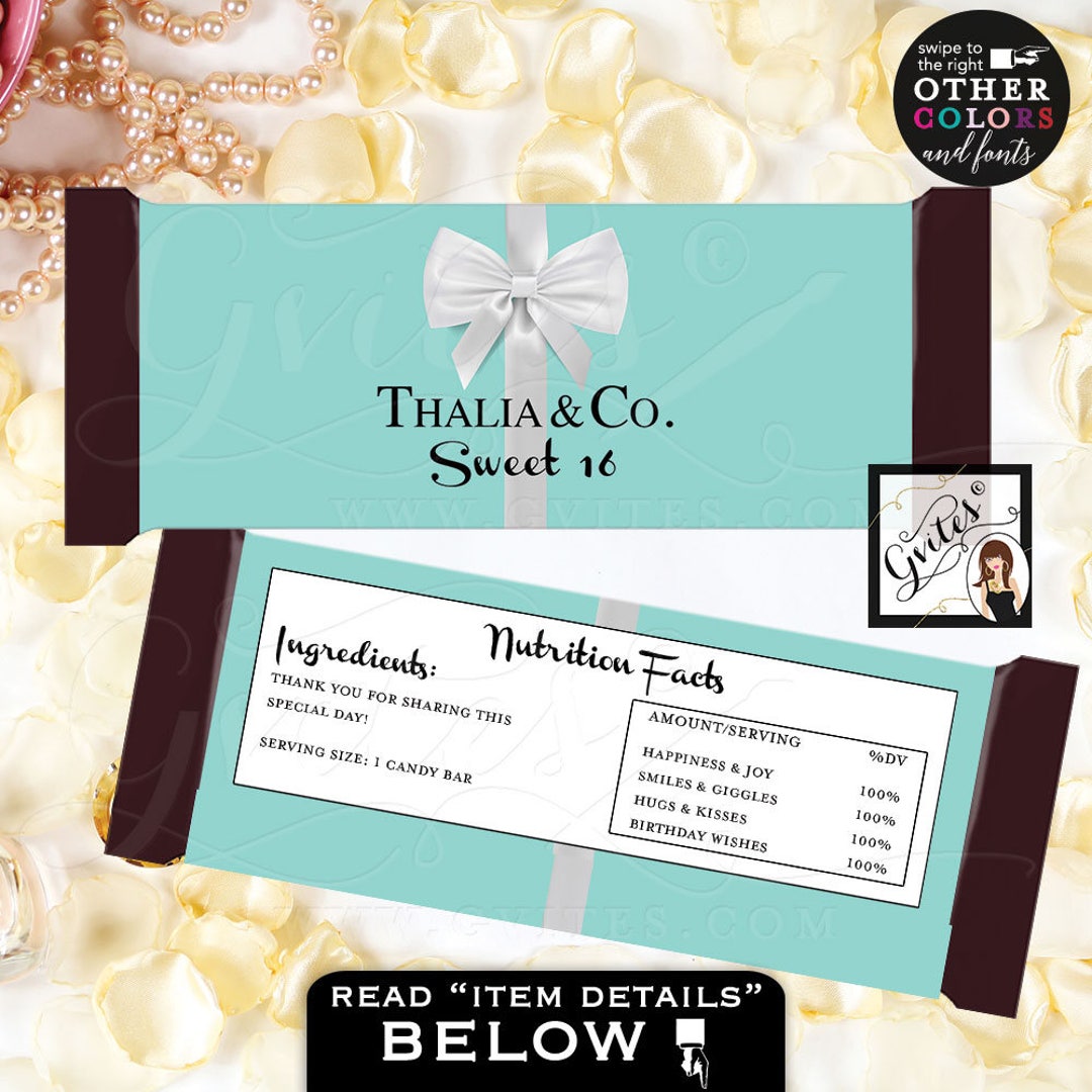 Sweet 16 Birthday Candy Bar Wrappers/ Chocolate Bar Labels - Etsy