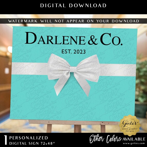 Name & Co Blue Theme Custom Printable Foam Poster Party Welcome Decor | 72x48"