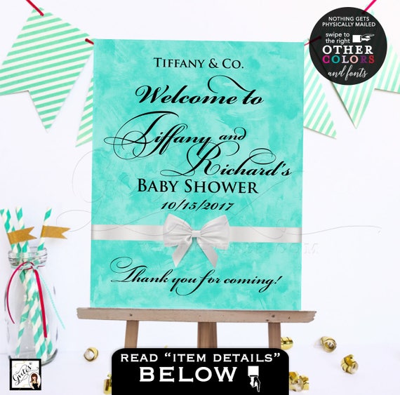 Welcome baby shower baby and co sign/ printable poster banner/ breakfast at blue customizable NAME/DATE ONLY!