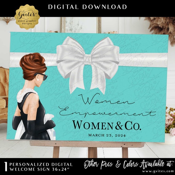 Printable Welcome Poster Sign Audrey Hepburn | White Bow Design | Women Empowerment Event Decor | 36x24" Digital File JPG + PDF