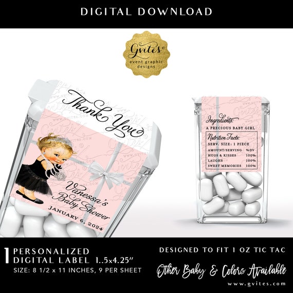 Personalized Breakfast Baby Shower Tic Tac Label Printable Party Sticker Candy Favor Wrapper Printable