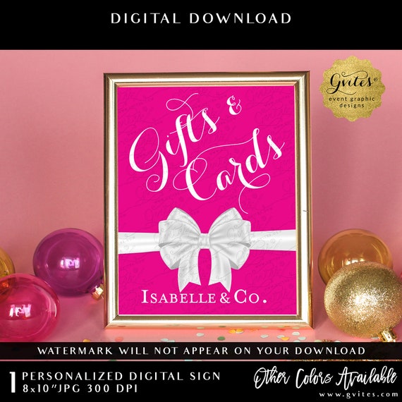 Personalized Pink Gifts & Cards Digital Sign 8x10" JPG Digital Download