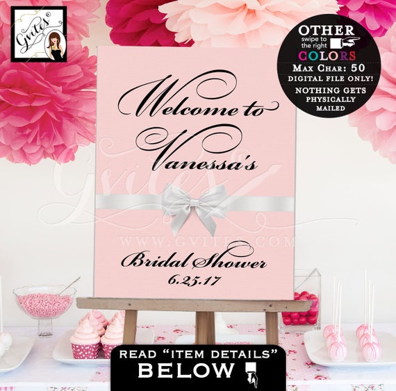 Pink Welcome Bridal Shower Personalized Sign/Poster/Banner. Printable/Digital/JPG+PDF
