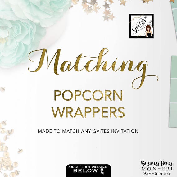 Matching Popcorn Wrappers Add-on - To coordinate with any Gvites invitation design Il_570xn