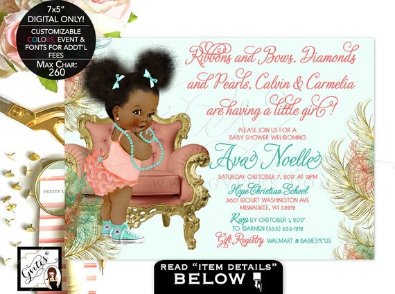 Coral Gold and Mint Baby Shower Invitation | by Gvites Il_570xn