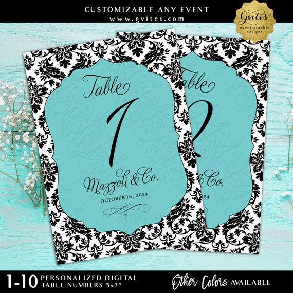 Printable Wedding Table Numbers 1-10 Digital PDF + JPG 5x7"