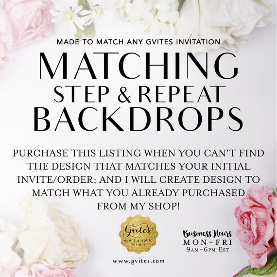 Matching Step and Repeat Backdrop  Add-on - To Coordinate with any Gvites invitation design