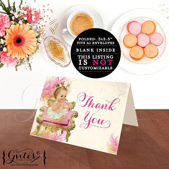 Pink Gold Thank You Baby Shower Cards | INSTANT Download {Light/ BLONDE} 2 Per/ Sheet