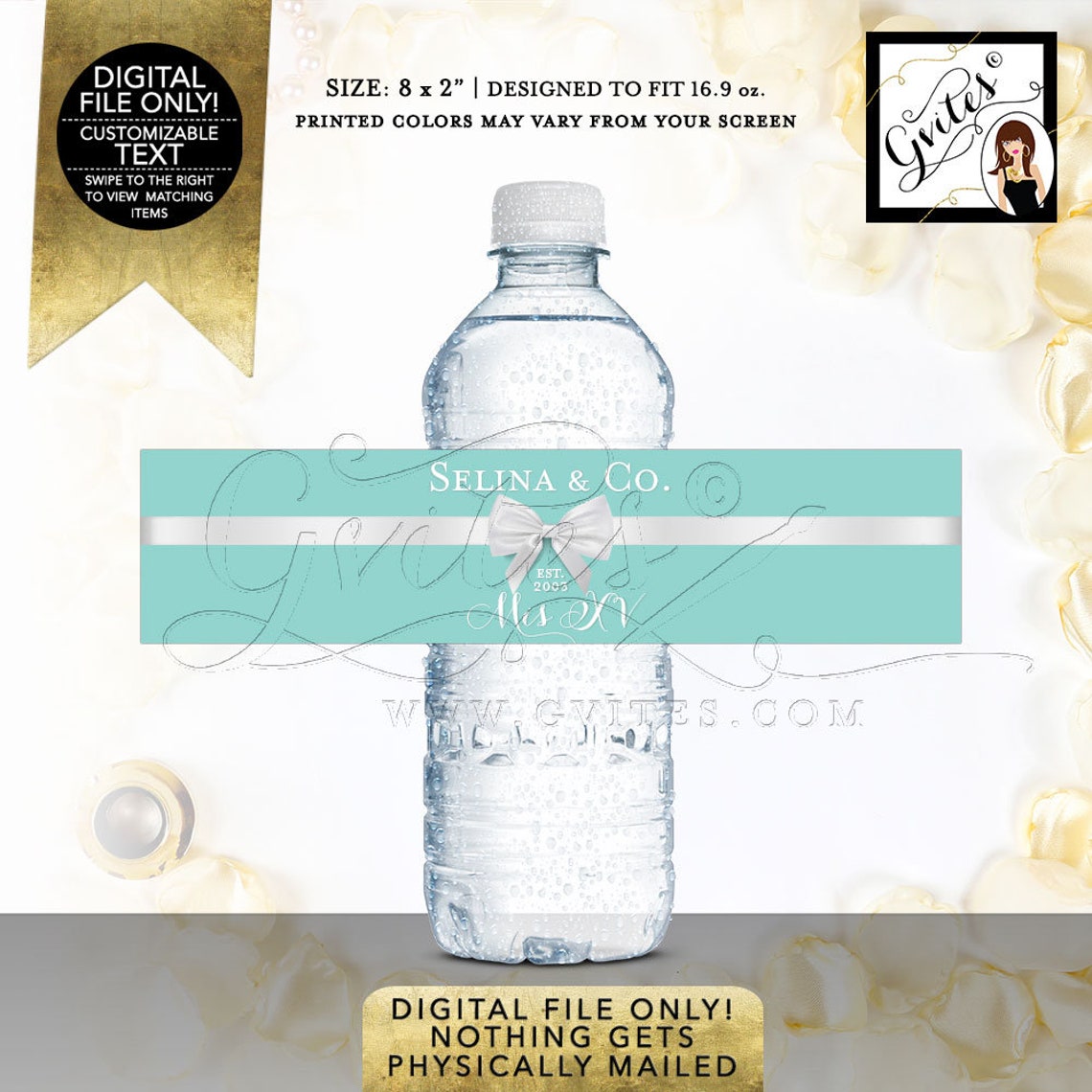 Water Bottle Labels XV Mis Quince Favors Stickers Gifts Etsy Canada