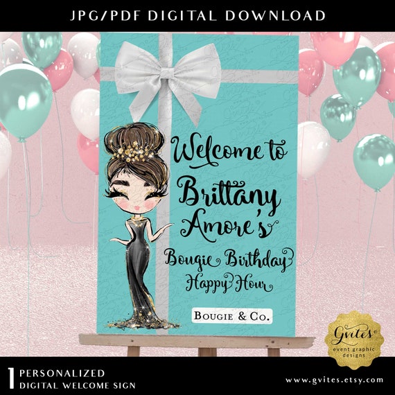 Audrey Hepburn Welcome Bougie Breakfast Digital Poster Entrance Decor Printable | JPG + PDF