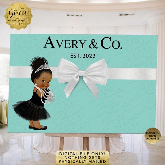 Baby Co Backdrop Banner Decorations. Afro Bun Curly Hair. Printable Poster Custom Signs.