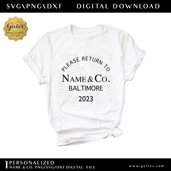 Custom Return to Name & Co SVG/PNG/DXF Cut Files Sublimation Digital Download