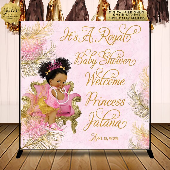 Baby Shower Pink & Gold Backdrop Afro Puffs Baby Girl Il_570xn