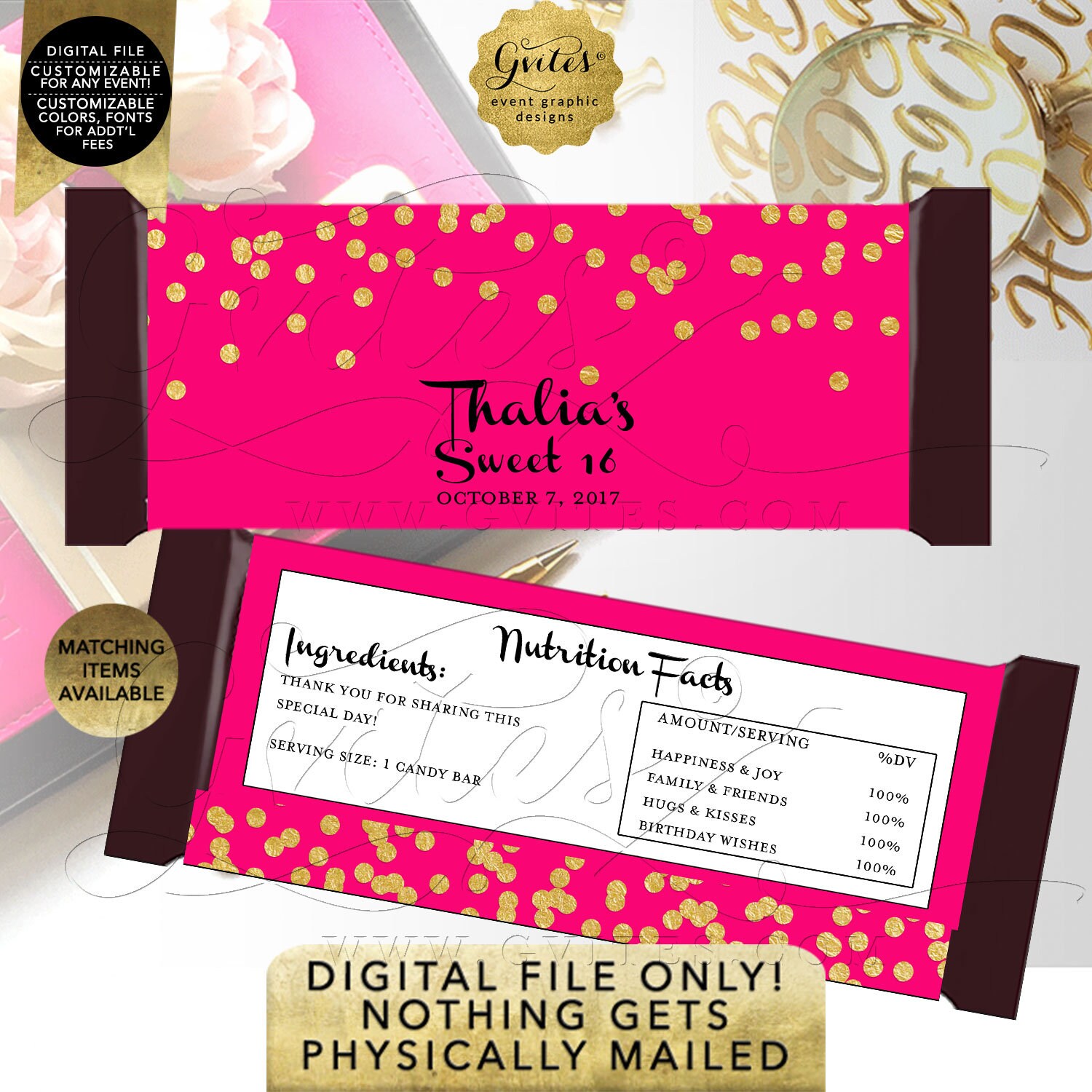 thank you tags labels favor gifts for any event hot pink gold