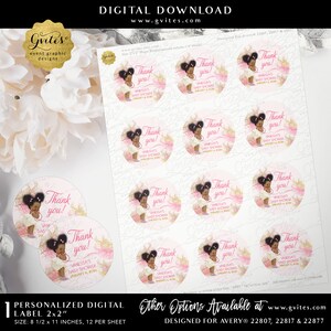 Pink Ivory & Gold Cupcake Toppers Baby Shower. Afro Puffs Ruffle Pink Bows. Printable baby shower party circles.