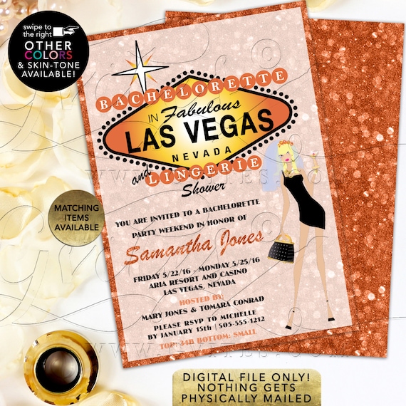 Bachelorette Party and Lingerie Shower in Fabulous Las Vegas. Printable File/DIY/ Double Sided 5x7" Il_570xn