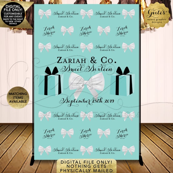 Sweet Sixteen Photo Backdrop | Turquoise/Robin Egg/Aqua Blue | Customizable Any Event | You Print/DIY/Printable/Digital. JPG + PDF.