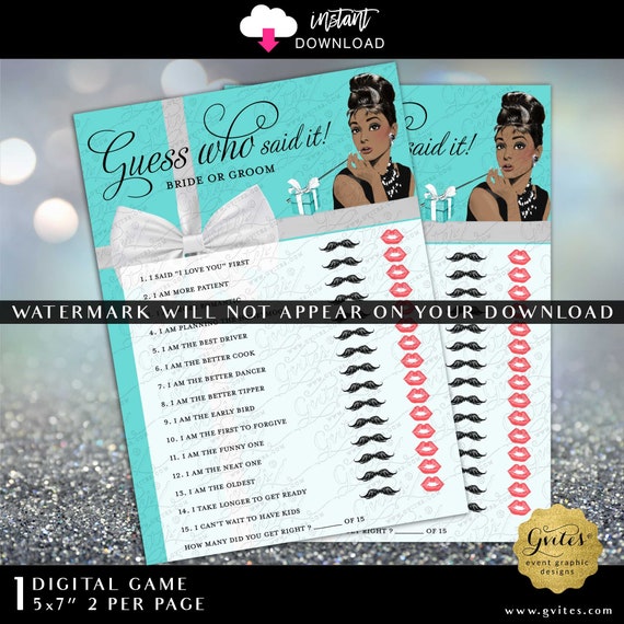 Guess Who Said It? Breakfast at Bridal Shower Coed Game Printable