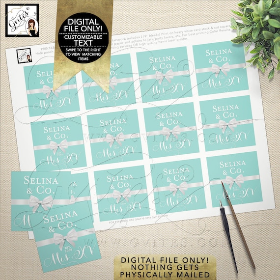 Mis Quince XV Labels, Thank You Stickers, Tags, Gifts, Blue White Teen Party Printable, DIY Digital File Only! Gvites 2x2" 12 Per Sheet