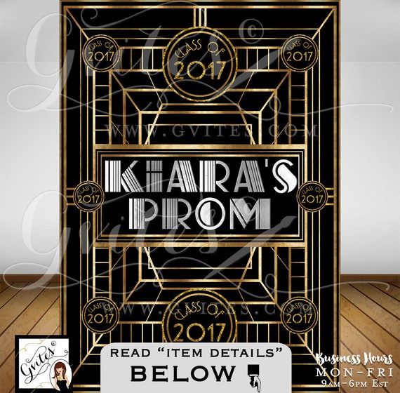 Great Gatsby PROM Step & Repeat Backdrop/ 1920's photo booth wall back poster sign/ backdrop personalized any Event!  PRINTABLE. By Gvites.