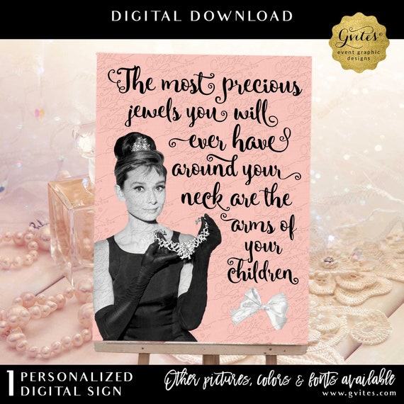 Custom Audrey Hepburn Printable Poster Wall Art | The most precious precious jewels you will have... | Digital File Download JPG + PDF
