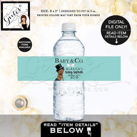 Boy Baby Shower Water Labels / Baby & Co Our Little Man / Ethnic Baby Shower Labels / PRINTABLE Sticker Bottle Wrappers Favors Gifts